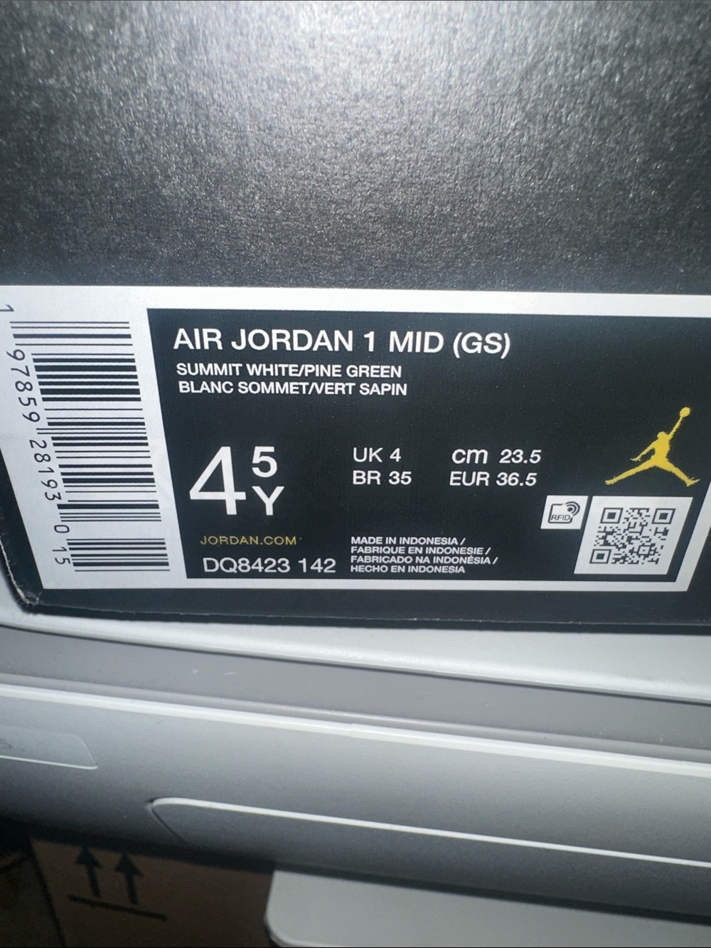 Jordan Air Jordan 1 Mid (GS) Summit White / Pine Green